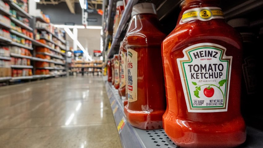 Heinz ketchup is displayed on shelves at a Walmart SuperCenter on August 02, 2023 in Austin, Texas.