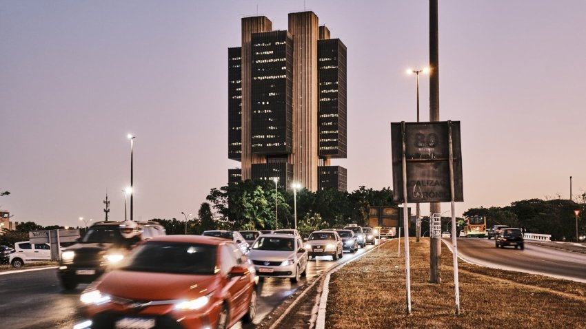 Traffic outside the Central Bank of Brazil headquarters in Brasilia, Brazil, on Monday, June 17, 2024.