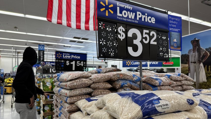 A customer shops at a Walmart store on April 09, 2025 in San Leandro, California.