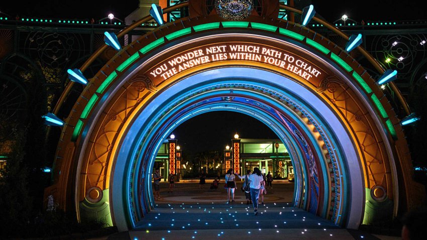 The entrance portal to the Epic Universe theme park in Orlando, Florida, US, on Saturday, April 5, 2025.