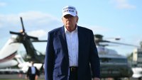 US President Donald Trump walks to speak to journalists before boarding Air Force One from Morristown Municipal Airport in Morristown, New Jersey, May 25, 2025, after spending the weekend in New Jersey. (Photo by SAUL LOEB / AFP) (Photo by SAUL LOEB/AFP via Getty Images)