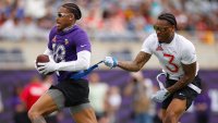 Justin Jefferson has his flag pulled by Derwin James