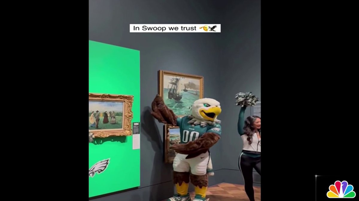 This is why Eagles’ mascot Swoop is so fired up for new art in Philly