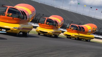Wienermobiles go wheel-to-wheel in wild race ahead of Indy 500