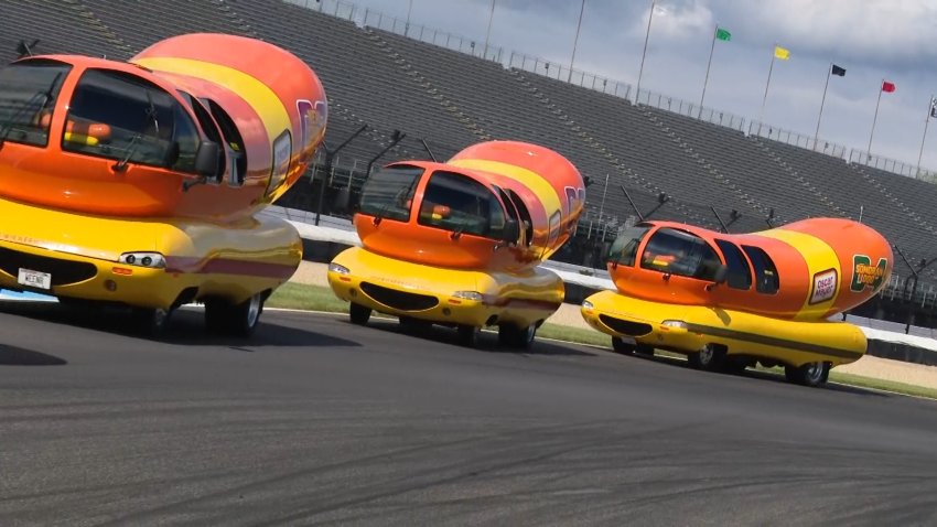 Wienermobiles go wheel-to-wheel in wild race ahead of Indy 500