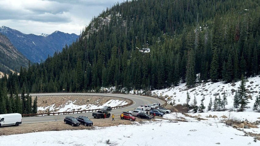 The Okanogan County Search and Rescue team responds to a climbing accident in the North Cascades mountains in Washington on Sunday, May 11, 2025.