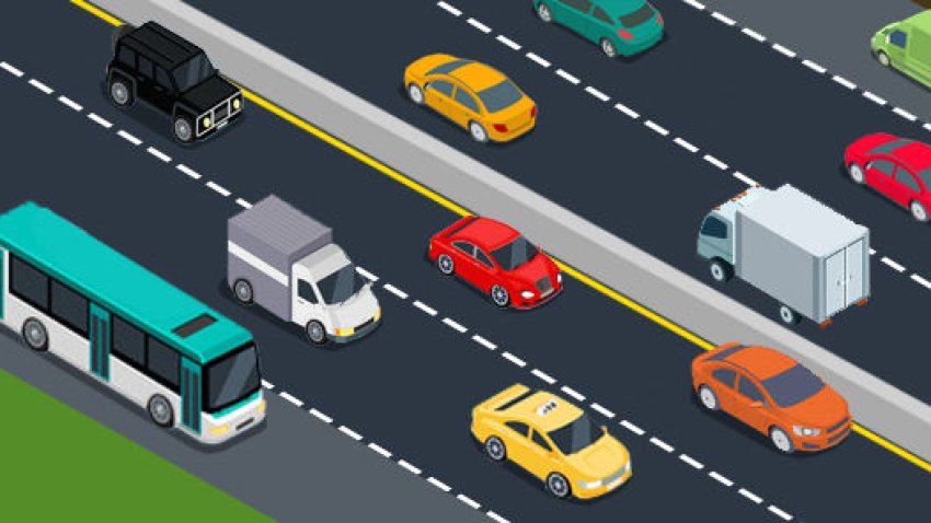 Animation of a bus in a flex lane