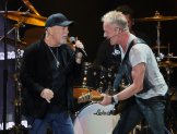 LAS VEGAS, NEVADA - NOVEMBER 09: (EDITORIAL USE ONLY) Billy Joel (L) and Sting perform at Allegiant Stadium on November 09, 2024 in Las Vegas, Nevada. (Photo by Ethan Miller/Getty Images)