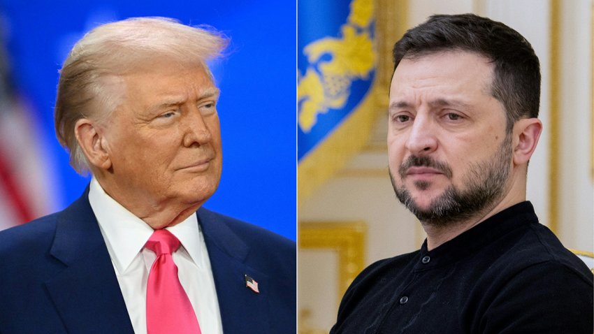 (COMBO) This combination of pictures created on February 25, 2025 shows
US President Donald Trump (L) on February 22, 2025, and Ukraine’s President Volodymyr Zelensky on February 12, 2025.. Ukraine has agreed on the terms of a minerals deal with the United States and could sign it February 28, 2025, the two countries said, a move Kyiv hopes will lead to future security guarantees from Washington. The Ukrainian source said President Volodymyr Zelensky could sign the deal on a trip to Washington as early as February 28, 2025, — a timetable confirmed by Trump. (Photo by Alex WROBLEWSKI and Tetiana DZHAFAROVA / AFP) (Photo by ALEX WROBLEWSKITETIANA DZHAFAROVA/AFP via Getty Images)
