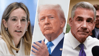 Mikie Sherrill, Donald Trump and Jack Ciattarelli in split image