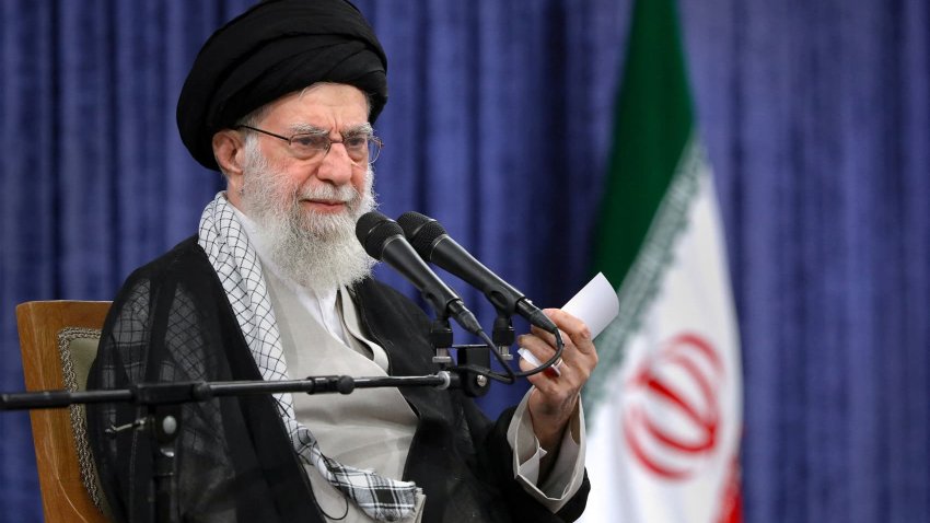 Iran’s Supreme Leader Ayatollah Ali Khamenei speaks during a meeting in Tehran, Iran, May 20, 2025. Office of the Iranian Supreme Leader.