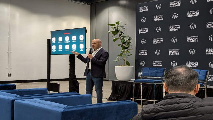 Ali Ghodsi, co-founder and CEO of Databricks, speaks at the company’s Data and AI Summit in San Francisco on June 11, 2025.