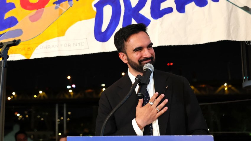 New York mayoral candidate, State Rep. Zohran Mamdani (D-NY) speaks to supporters during an election night gathering at The Greats of Craft LIC on June 24, 2025 in the Long Island City neighborhood of the Queens borough in New York City.
