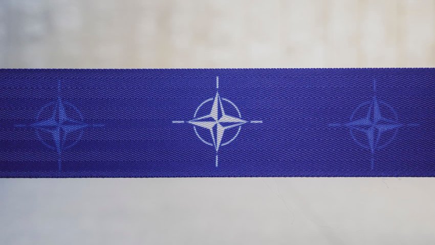 BRUSSELS, BELGIUM – DECEMBER 04: Logo of the NATO on December 04, 2024 in Brussels, Belgium. (Photo by Florian Gaertner/Photothek via Getty Images)