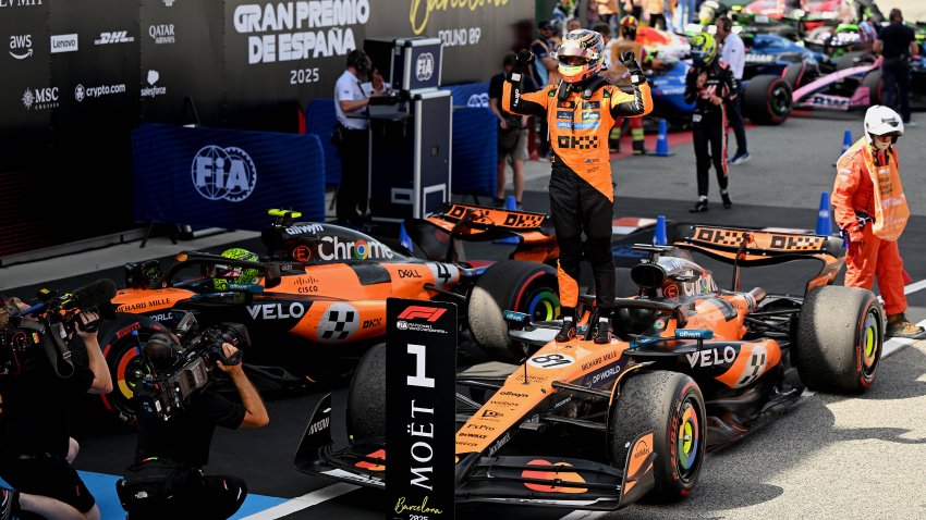 Race winner Oscar Piastri of Australia and McLaren celebrates
