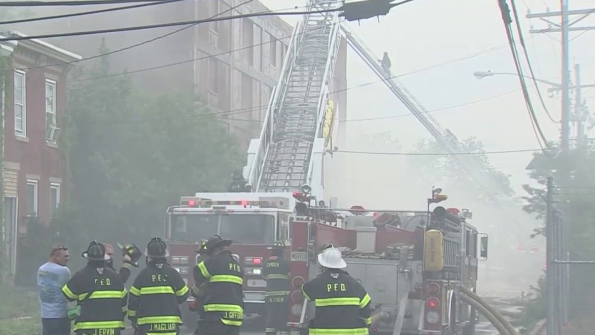 Crews battle fire at warehouse for hours in Camden on Sunday – NBC10 ...