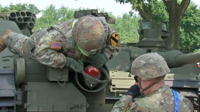 Army parade vehicles staged in D.C. ahead of parade