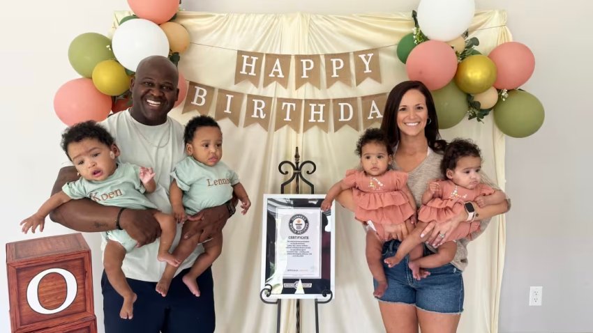 Guinness World Record quadruplets turn one years old