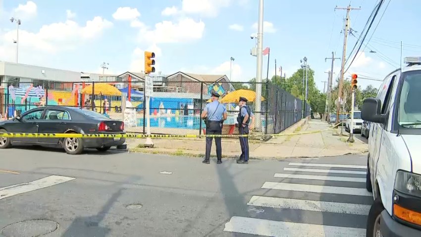Police investigate after a July 30, 2025 shooting at the pool at Christy Rec. Center in West Philadelphia.