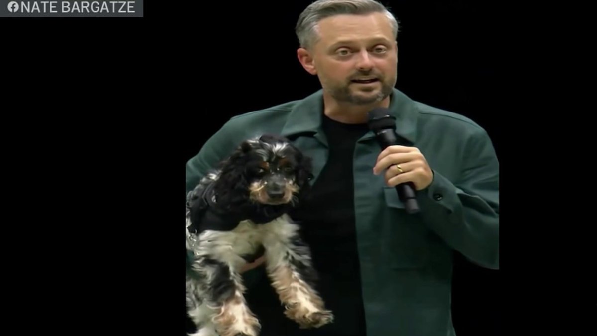 Comedian Nate Bargatze Adopts Rescue Dog Philly in Philadelphia