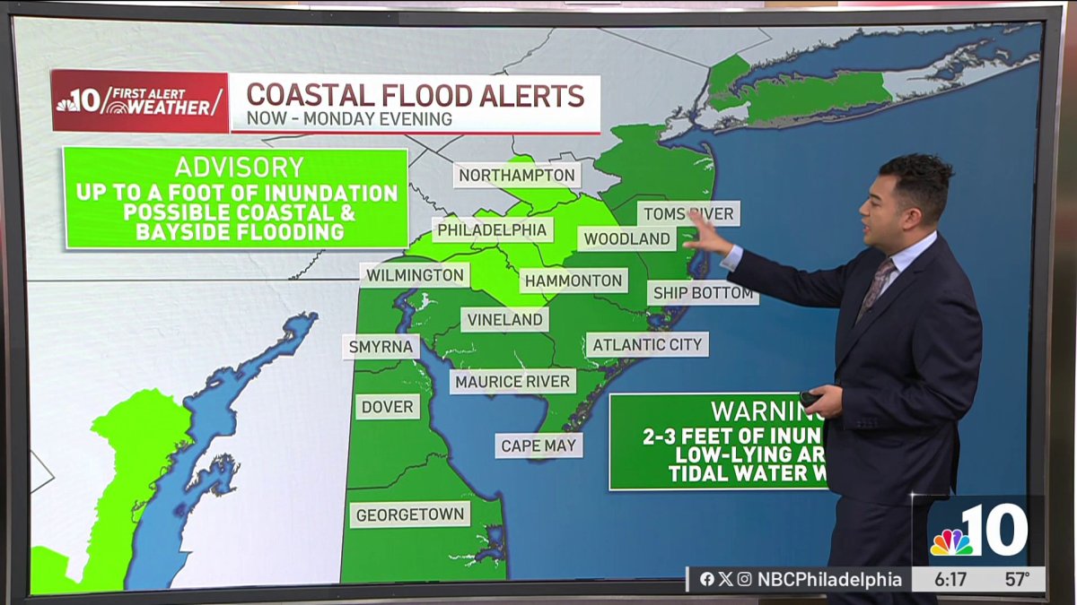 Coastal storm to bring heavy rains, gusty winds and flooding – NBC10 ...