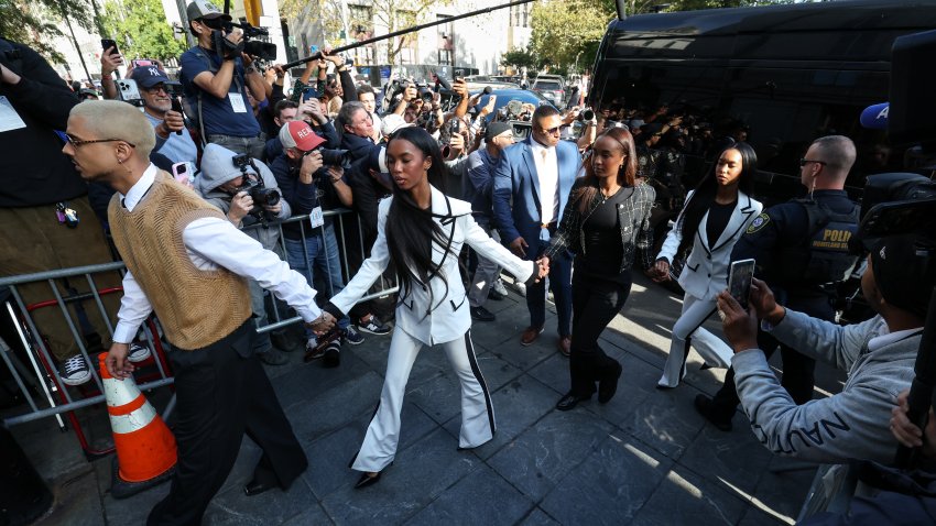 Quincy Combs (L), Chance Combs (2R) walk with twin sisters Jessie James Combs and and D’Lila Star Combs as they arrive at Manhattan Federal Court for the sentencing of Sean “Diddy” Combs, convicted on two counts related to prostitution under the federal Mann Act, on October 3, 2025, in New York. Combs was denied bail after a trial in which he was convicted on federal prostitution charges but found not guilty of more serious racketeering and sex trafficking crimes. Judge Arun Subramanian declined to release the music mogul as he waits for sentencing on two counts of transportation to engage in prostitution, each of which carries a maximum sentence of 10 years in prison. (Photo by TIMOTHY A.CLARY / AFP) (Photo by TIMOTHY A.CLARY/AFP via Getty Images)