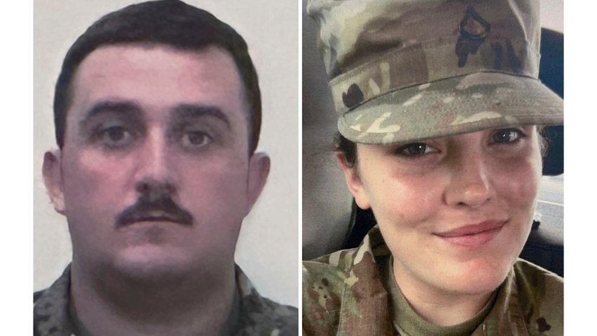 This combo from photos provided by the U.S. Attorney&#039;s Office on Thursday, Nov. 27, 2025, show National Guard members, from left, Staff Sgt. Andrew Wolfe and Specialist Sarah Beckstrom.