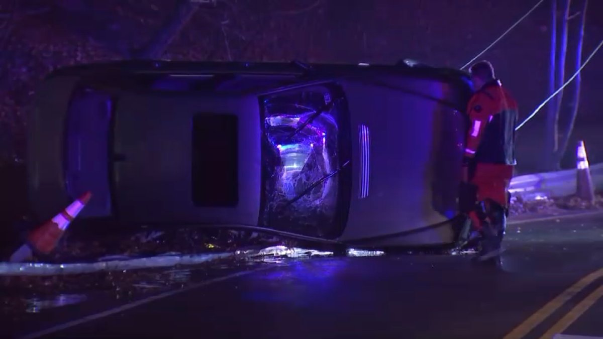 NBC10 was on the scene when a car was lifted out of Cresheim Valley Creek in the Mount Airy neighborhood of Philadelphia on Sunday night.