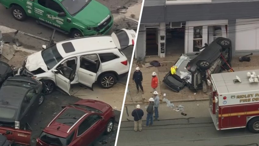 A crash closed Chester Pike in Prospect Park on Monday morning.