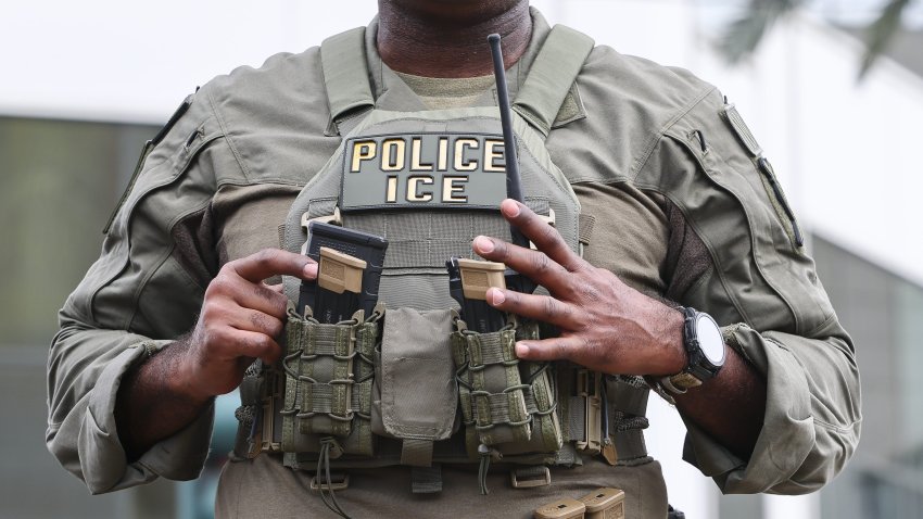 A member of U.S. Immigration and Customs Enforcement in New Orleans on Feb. 8.