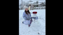 My Granddaughter and her snowman!