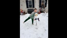 Eagles-themed snowman.