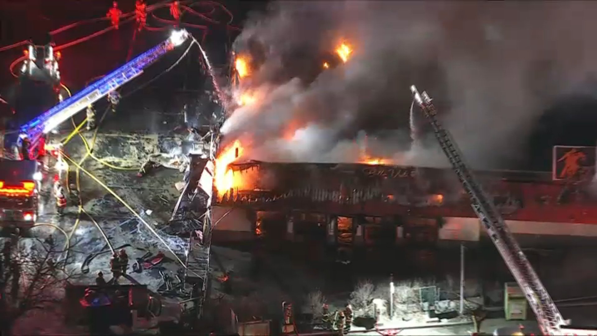 Heavy flames and smoke tear through Bella Vista Restaurant in North Philadelphia