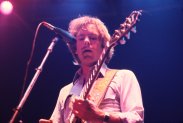 American Rock musician Bob Weir, of the group Grateful Dead, plays an electric guitar as he performs onstage at Nassau Coliseum (later Nassau Veterans Memorial Coliseum), Uniondale, New York, November 1, 1979.