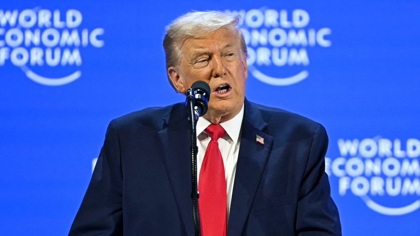 President Donald Trump delivers a special address during the World Economic Forum (WEF) annual meeting in Davos on January 21, 2026.