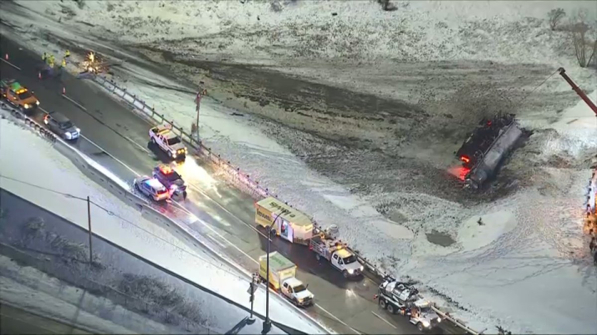 One dead as tanker truck overturns in crash along I-276 eastbound in Bucks Co.