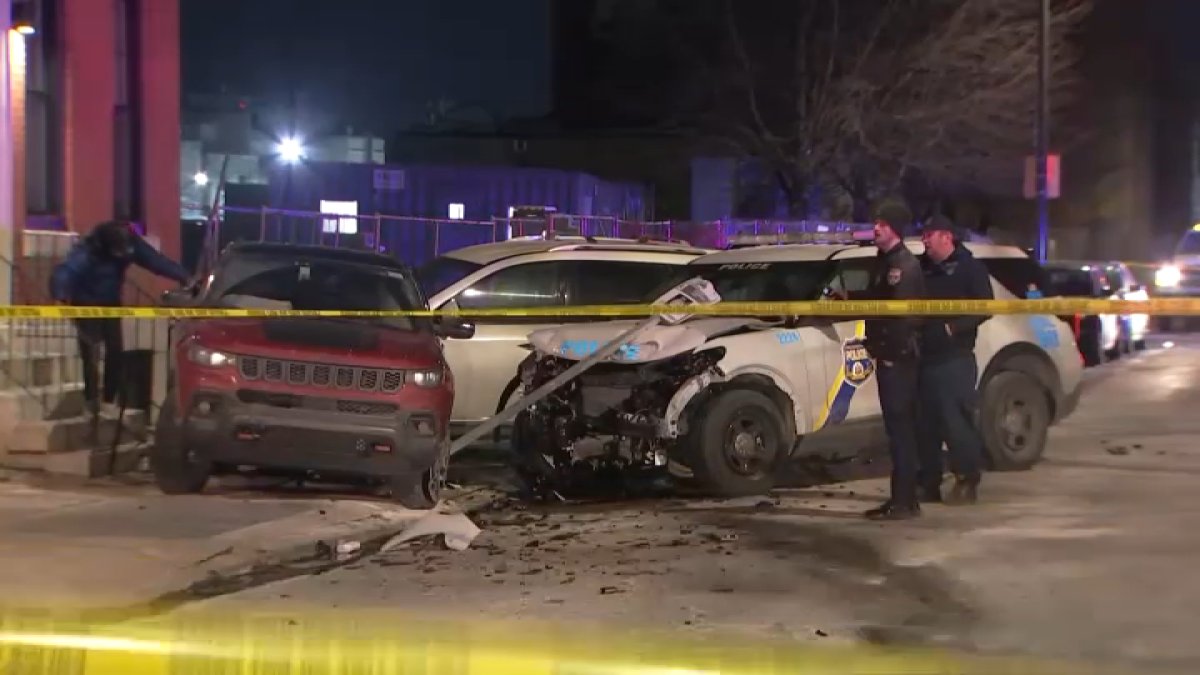 2 officers, another person, hurt in overnight crash in North Philly, police say