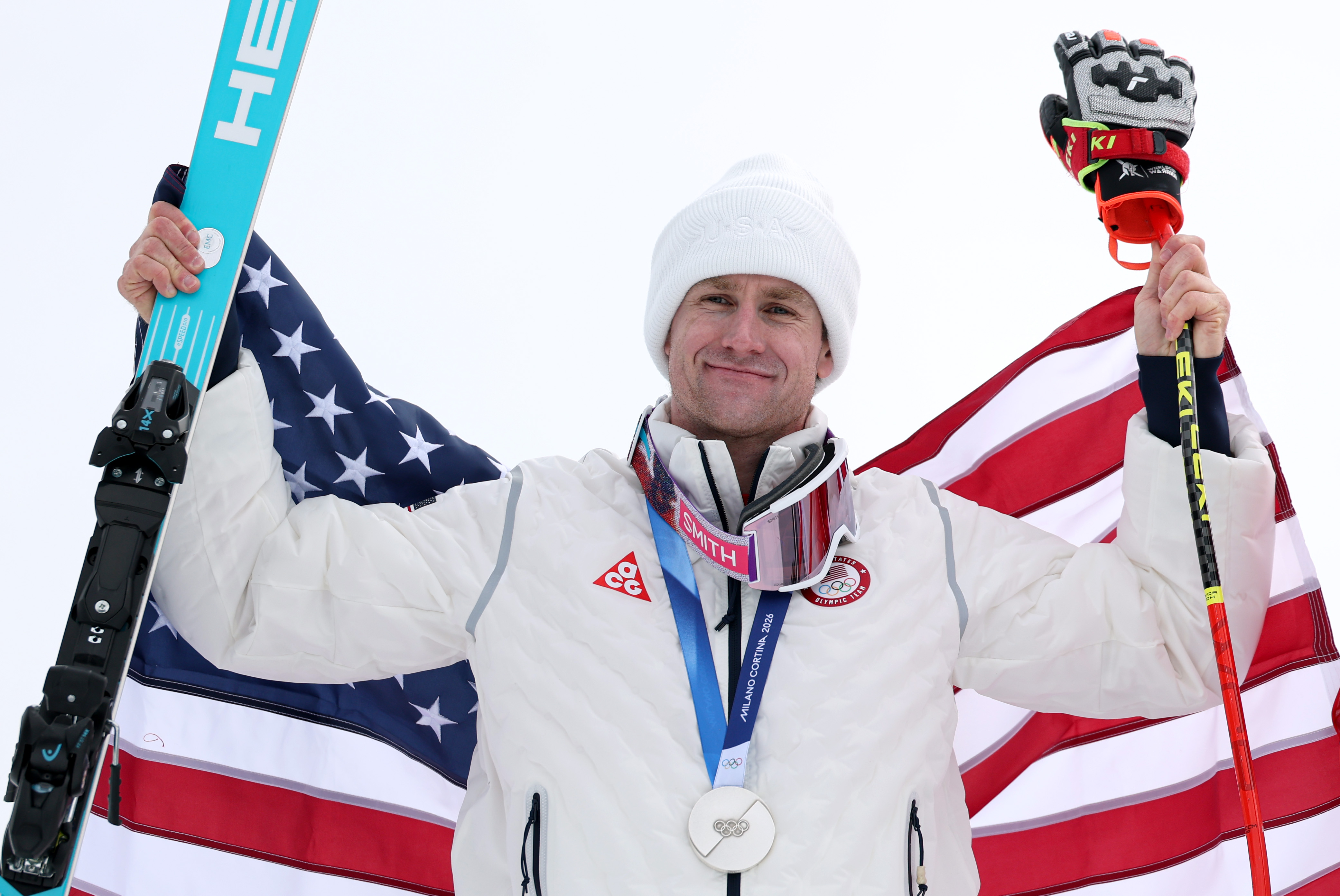 Silver medalist Ryan Cochran-Siegle of Team United States poses