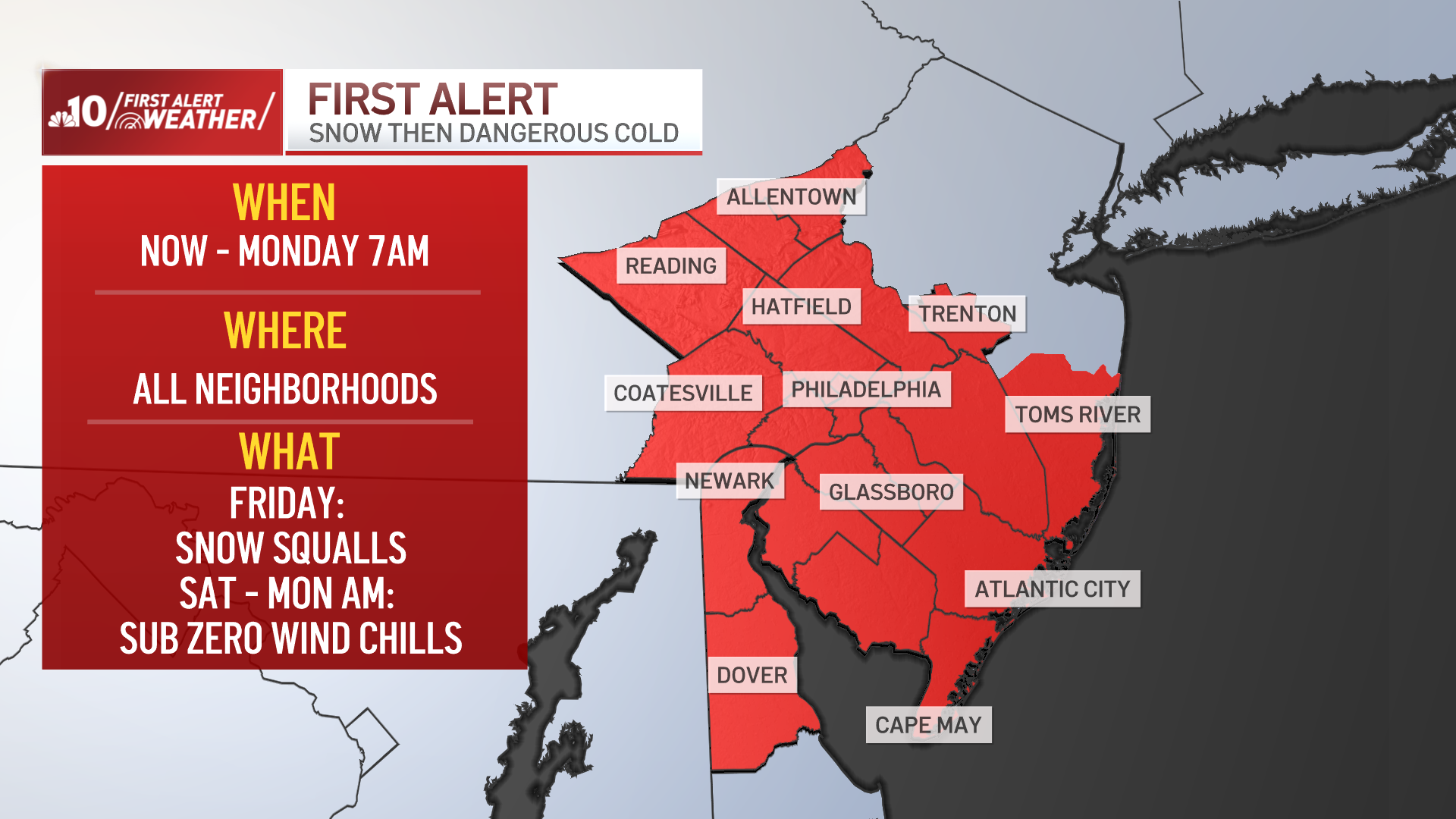Dangerous cold and below freezing wind chills for Philly region this weekend