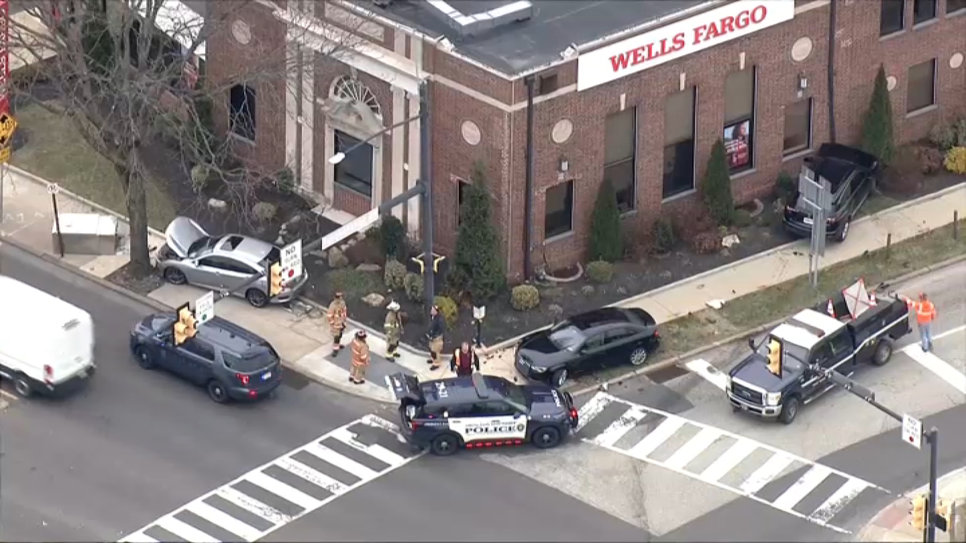 Multi-vehicle crash sends van into wall of bank in Abington