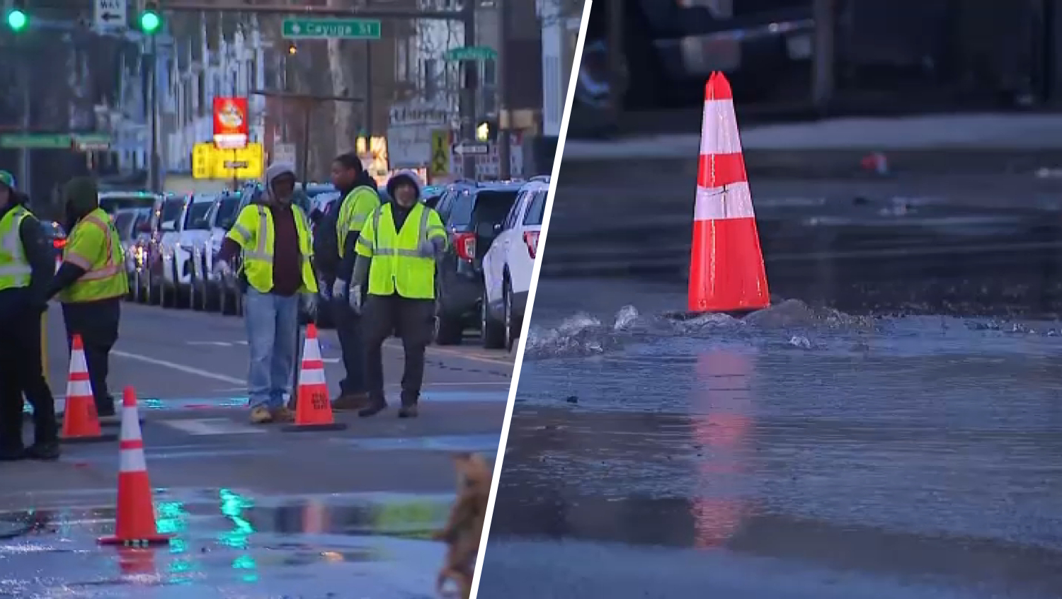 Water main break shuts down intersection in North Philadelphia