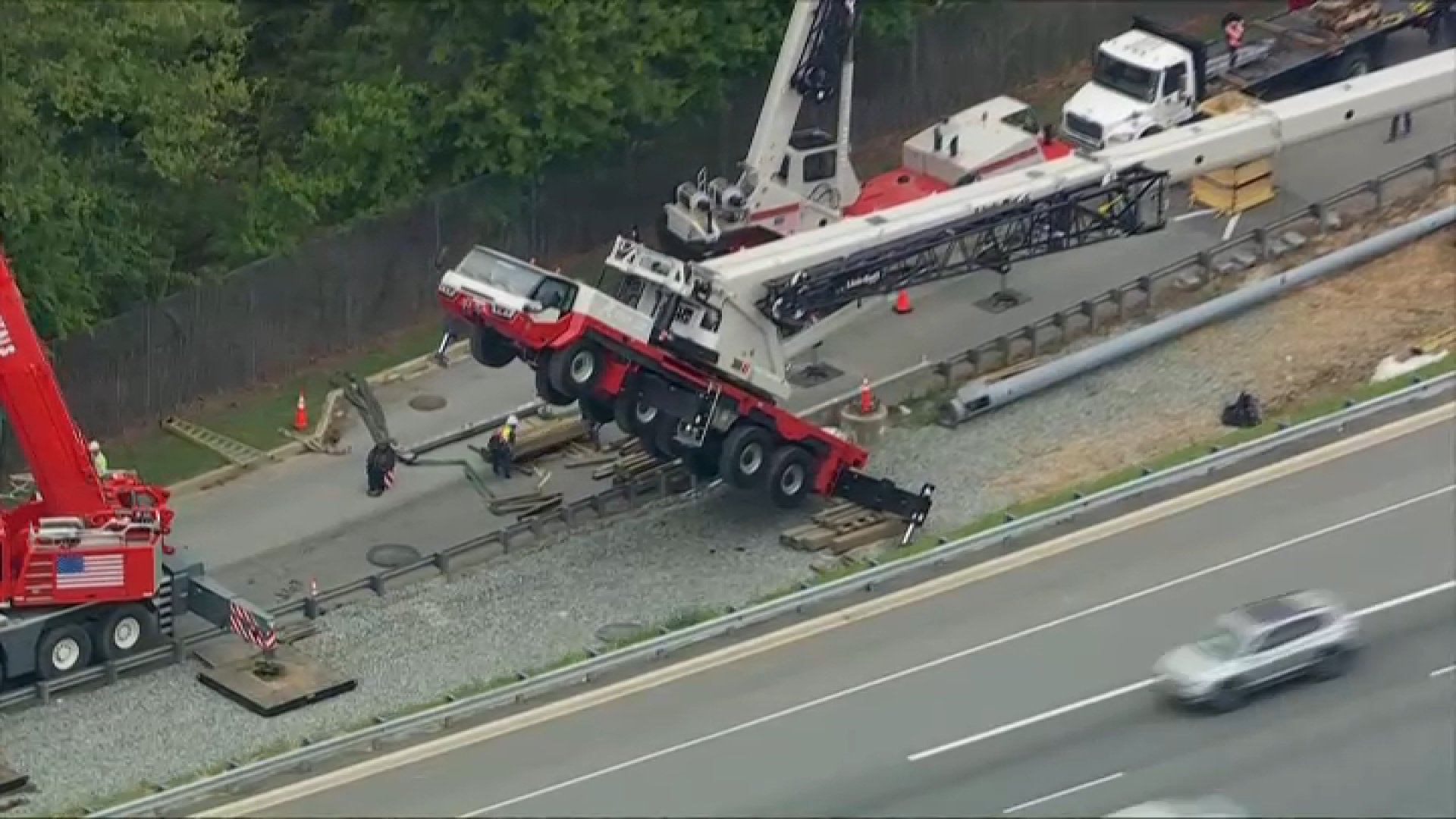 Massive crane tipped backwards at construction site in Delaware
