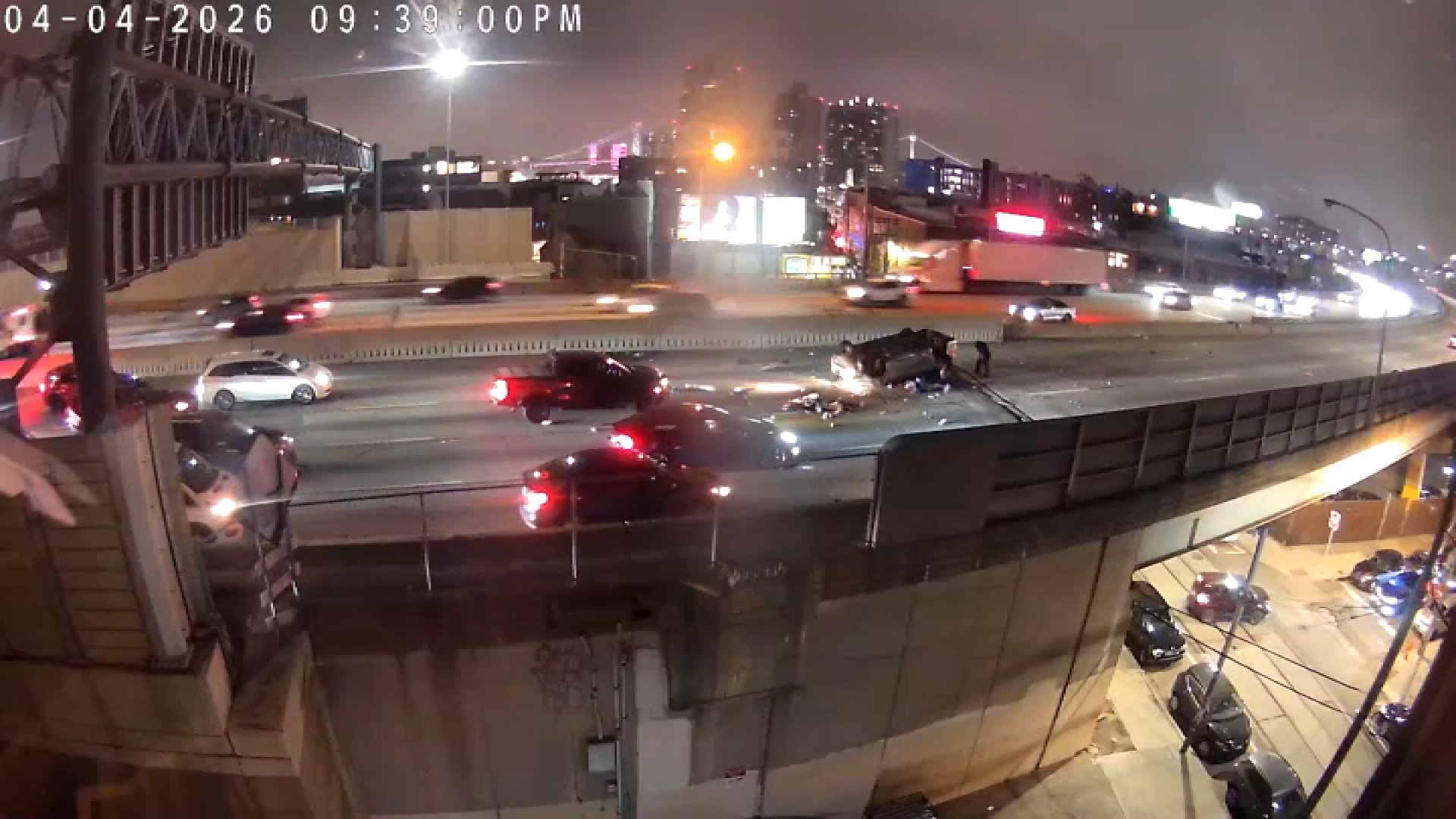 Shocking rollover crash along I-95 in Philadelphia caught on video