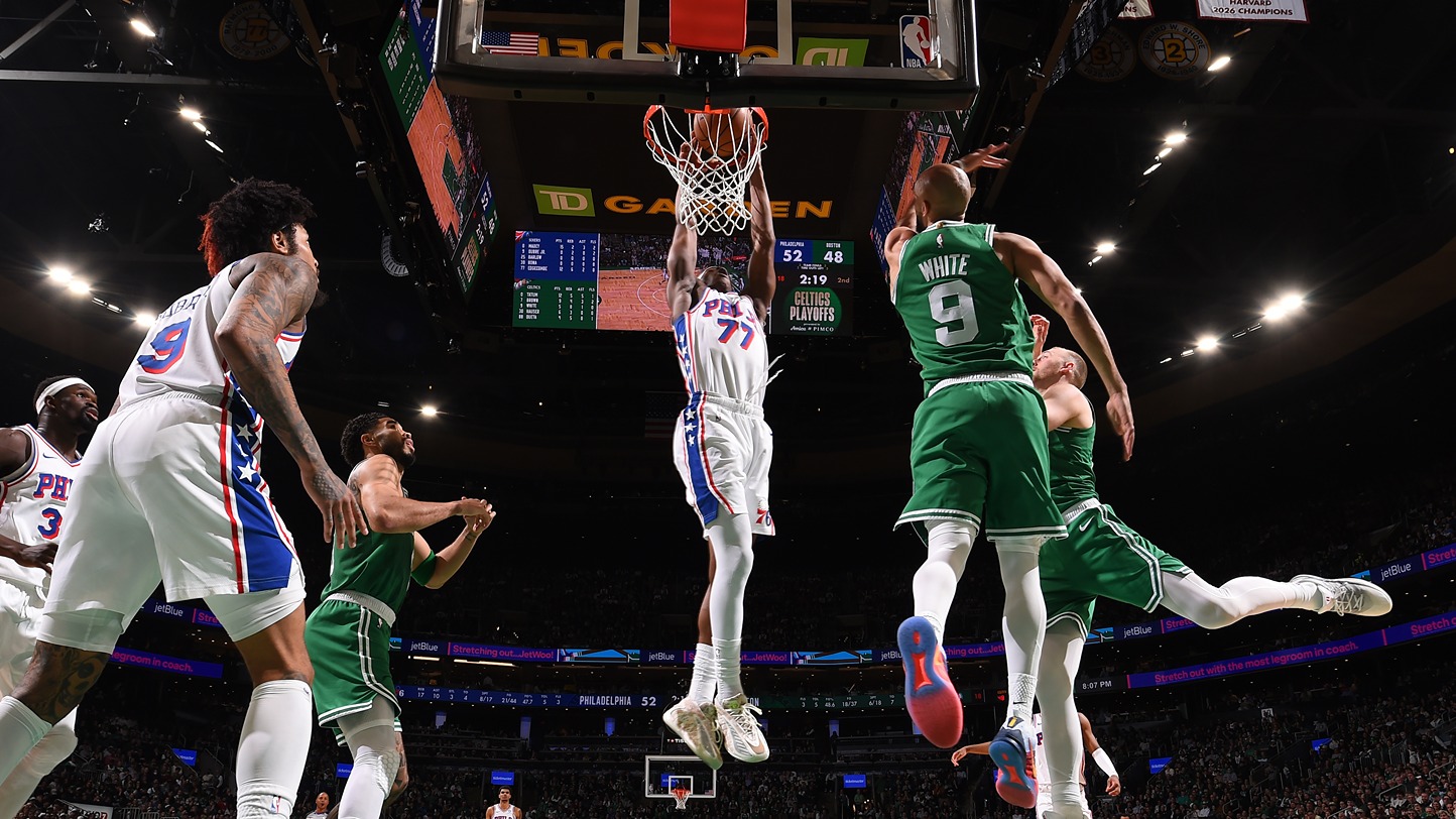 After Sixers Snag Gutsy Game 2 Win Over Celtics Edgecombe VJ Edgecombe Dunk Sixers Celtics Getty Images 