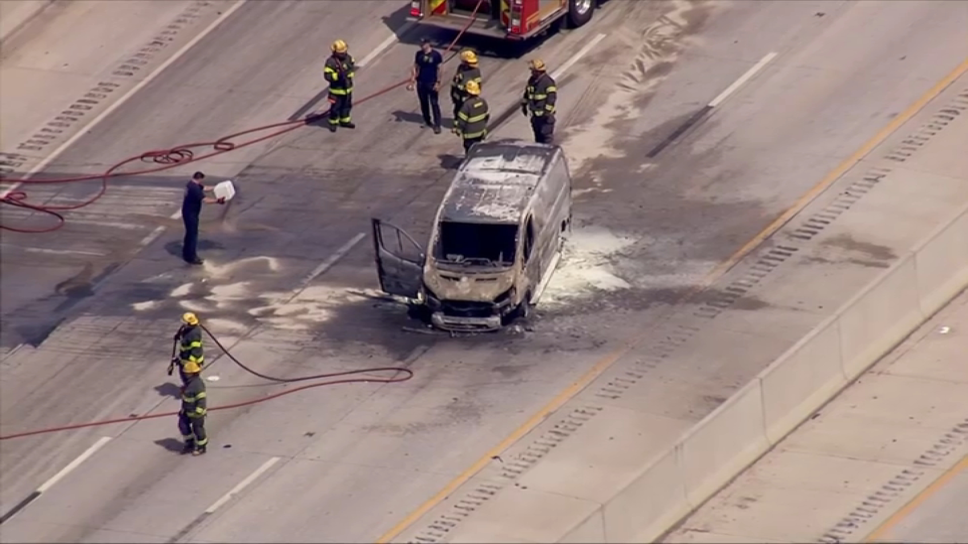 Firefighters respond to car fire on I-95 southbound in Northeast Philadelphia