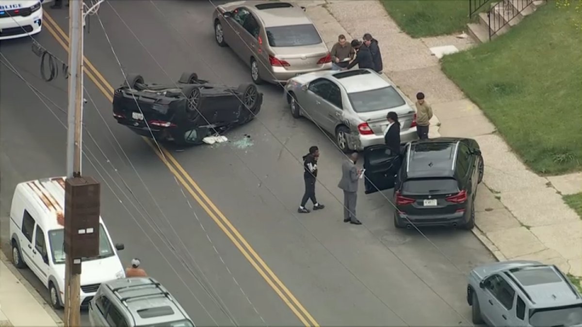 Car left overturned following Northeast Philly crash