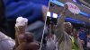 Viral ice cream eating crossing guard hypes up 76ers fans at Friday's game