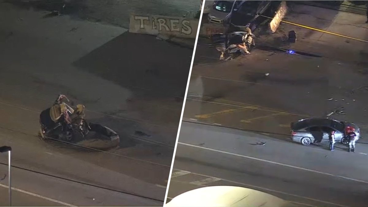 Car appears split in half after crash in Southwest Philly – NBC10 ...