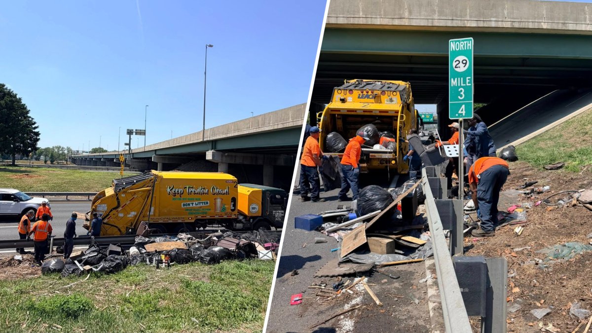 Crews called to clean up after trash dumped illegally on Route 29 in Trenton