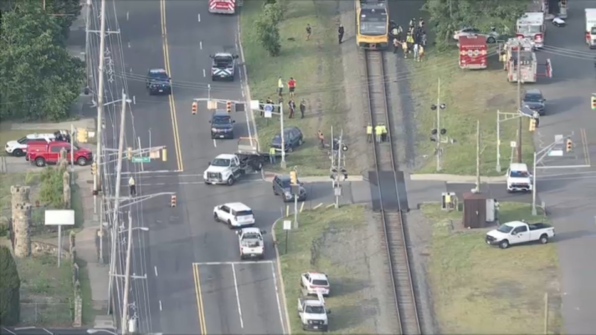 5 injured after train collides with car in Burlington County on Tuesday